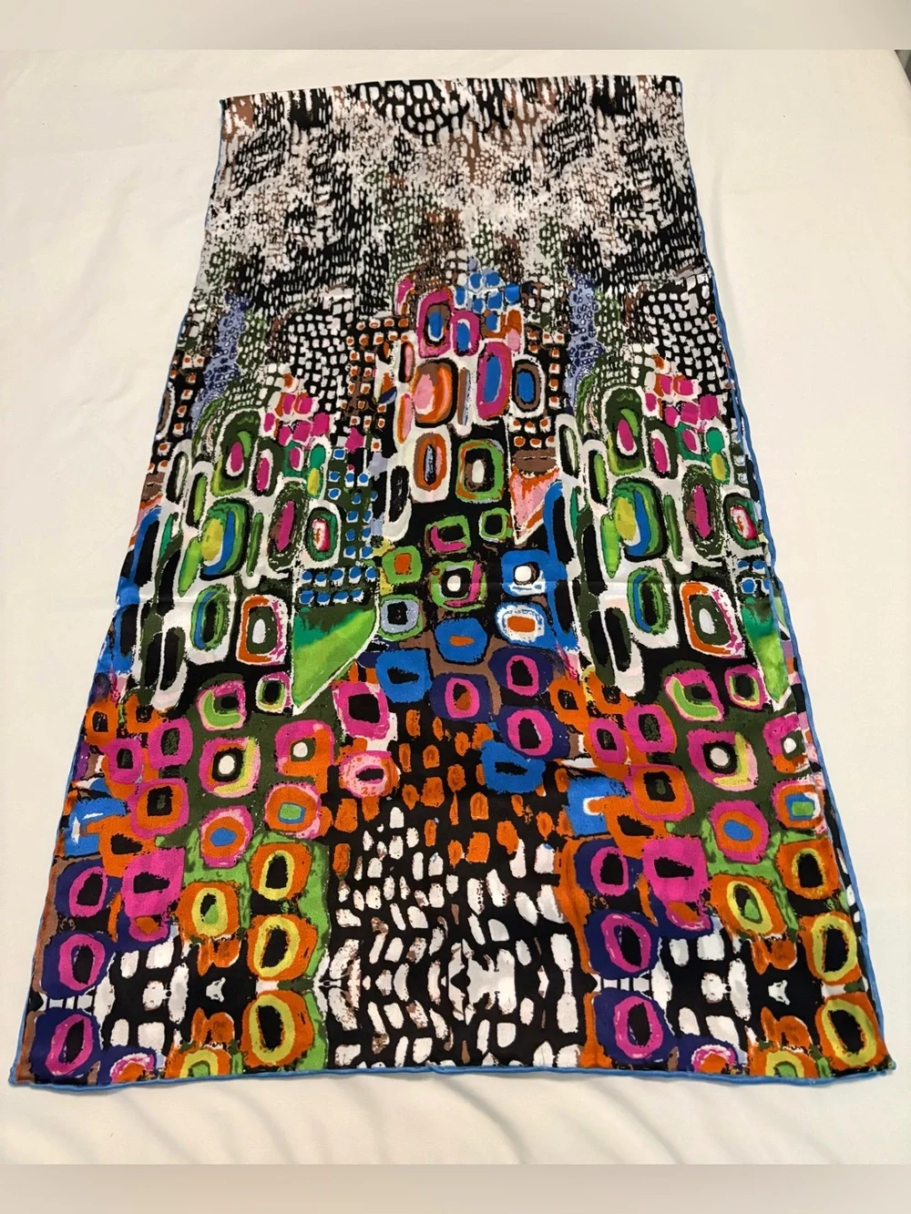 Prettystern Women’s Silk Gemetric, Art Print Extra L Scarf vibrant colors
